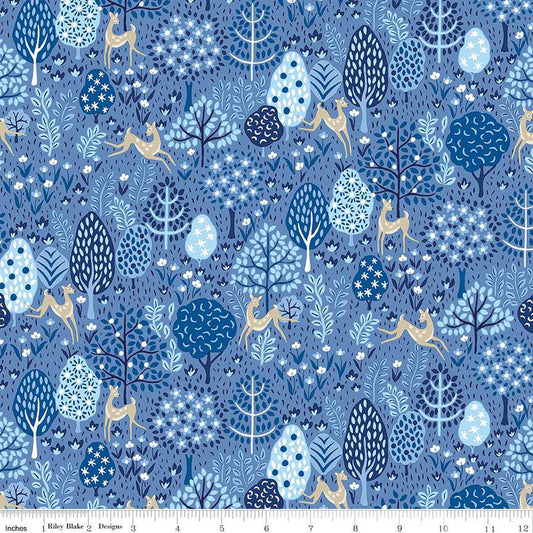 Liberty Fabrics - Garden Party Blue China Dancing Deer A - Cotton