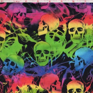 Timeless Treasures Rainbow Skull Fabric - TT Fabric Cotton Fabric