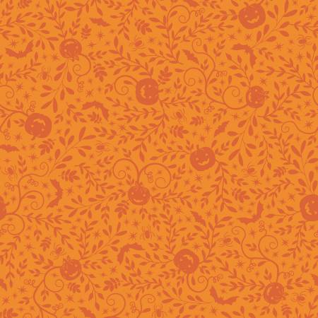 Halloween Fabric - Orange Pumpkin Vines - Maywood Studio - Pumpkins & Potions by Kimberbell Collection - #10572M-0 - Cotton Fabric