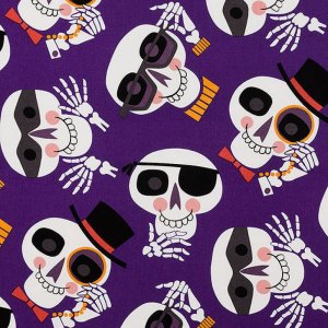 Alexander Henry Fabric -Bone Jour - Holiday - Halloween - Purple - Skull - Cotton Fabric