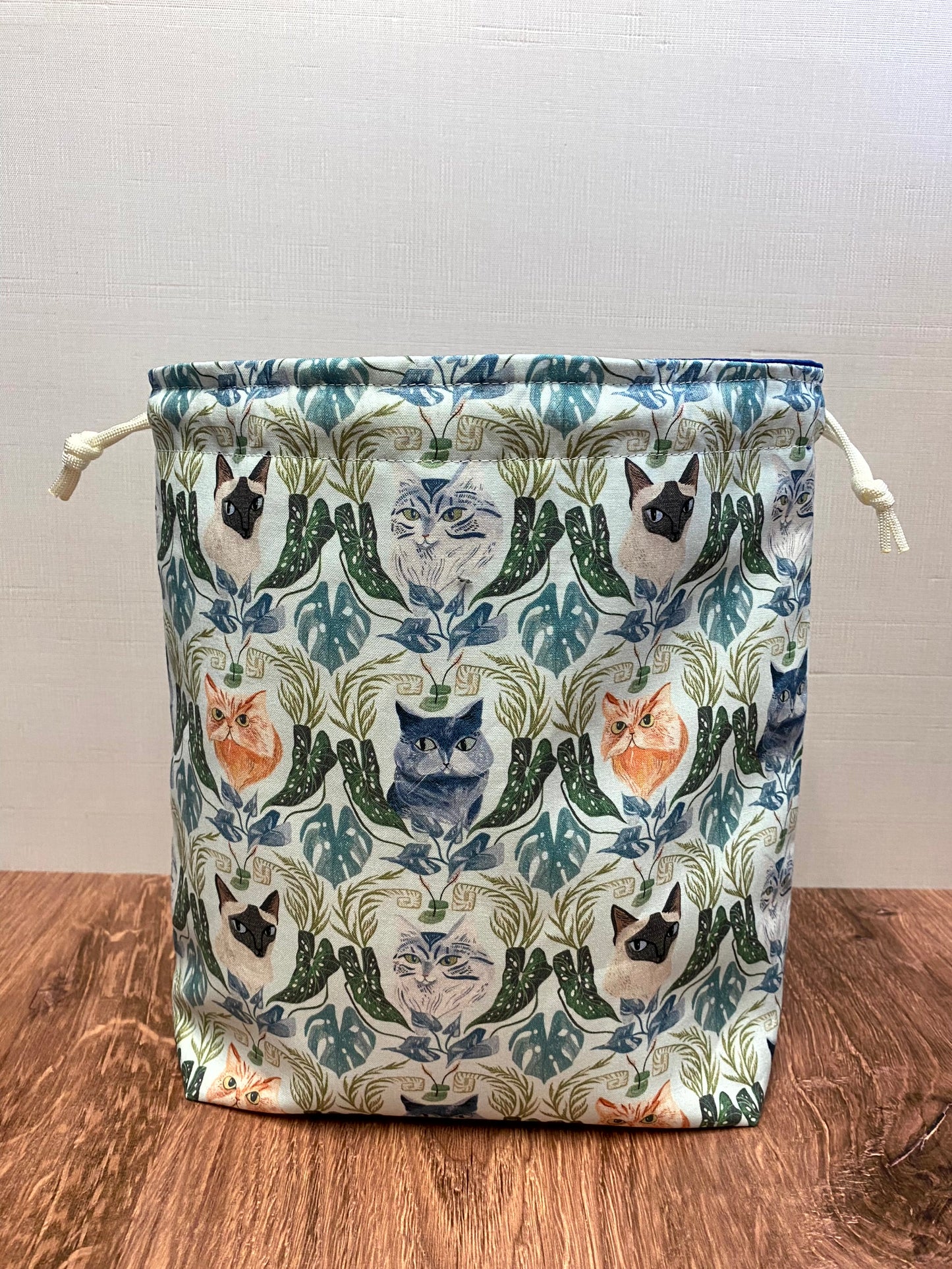 Cat Project Bag - Handmade - Drawstring Bag – Knitting Bag – Crochet Bag - Cross Stitch Bag - Toy Sack - Bingo Bag