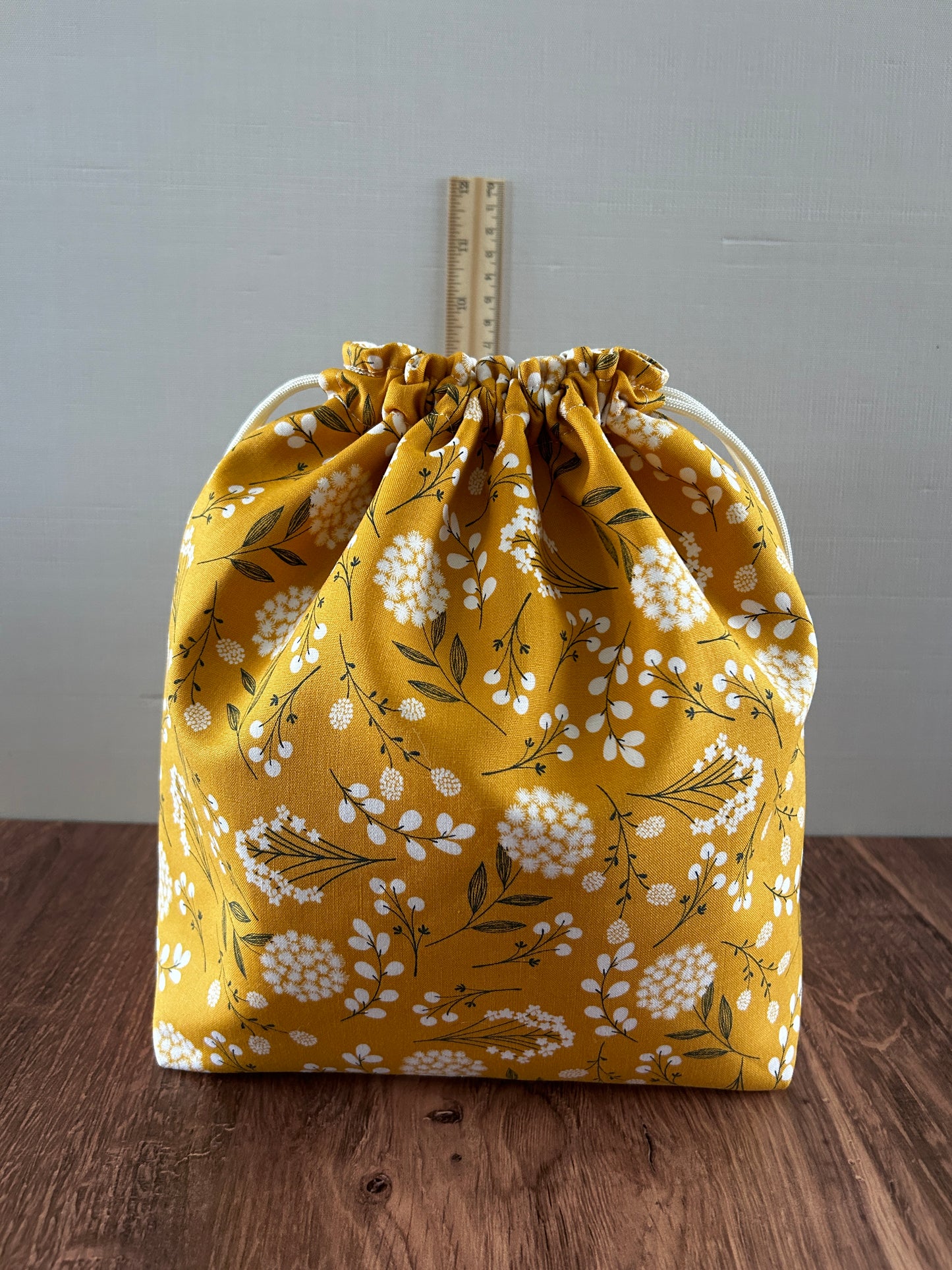 Copy of Flower Project Bag - Handmade - Drawstring Bag – Knitting Bag – Crochet Bag - Toy Sack - Floral