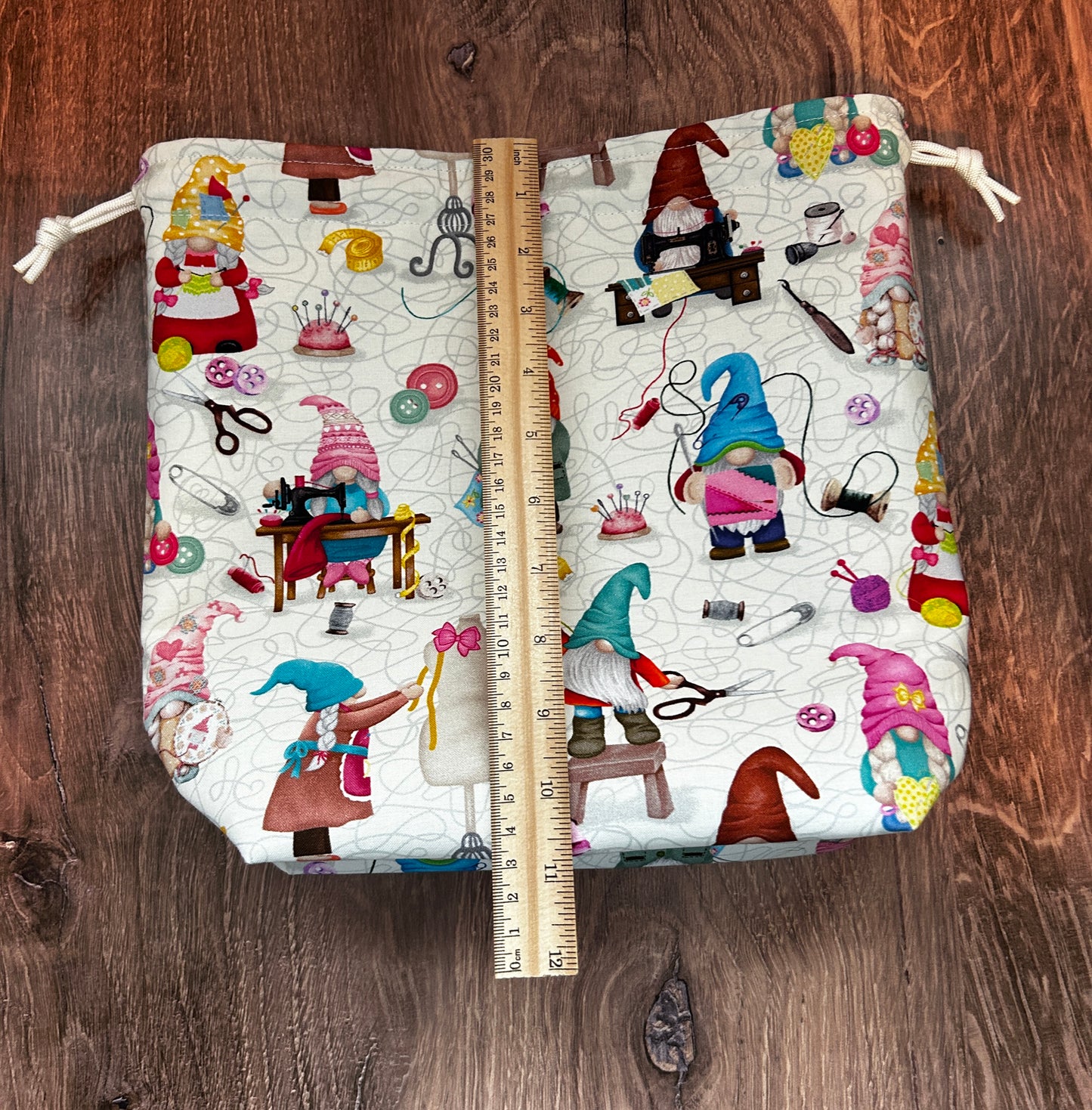 Gnome Project Bag - Handmade - Drawstring Bag – Knitting Bag – Crochet Bag - Toy Sack - Bingo Bag – Cross Stitch Bag - Sewing Gnomes