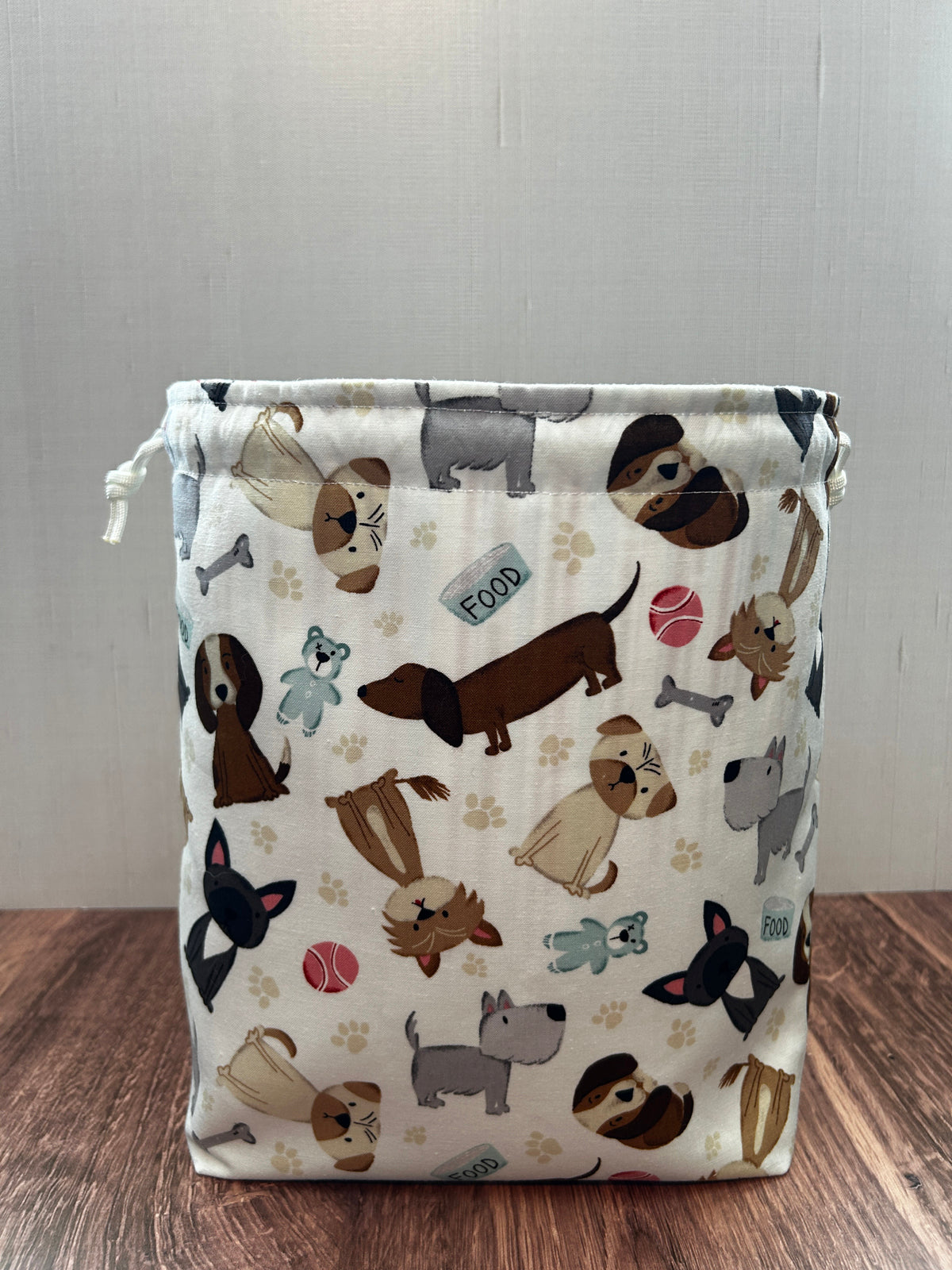 Dog Project Bag - Handmade - Drawstring Bag – Crochet Bag - Knitting Bag - Cross Stitch Bag - Craft Bag - Gift Bag