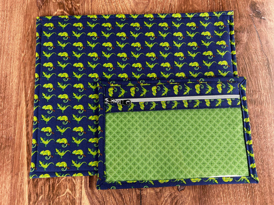 Vinyl Cross Stitch Project Bag - Embroidery bag - Knitting & Crochet Bag - Storage - Organizer - Gecko Project Bag - Notions - Chameleon