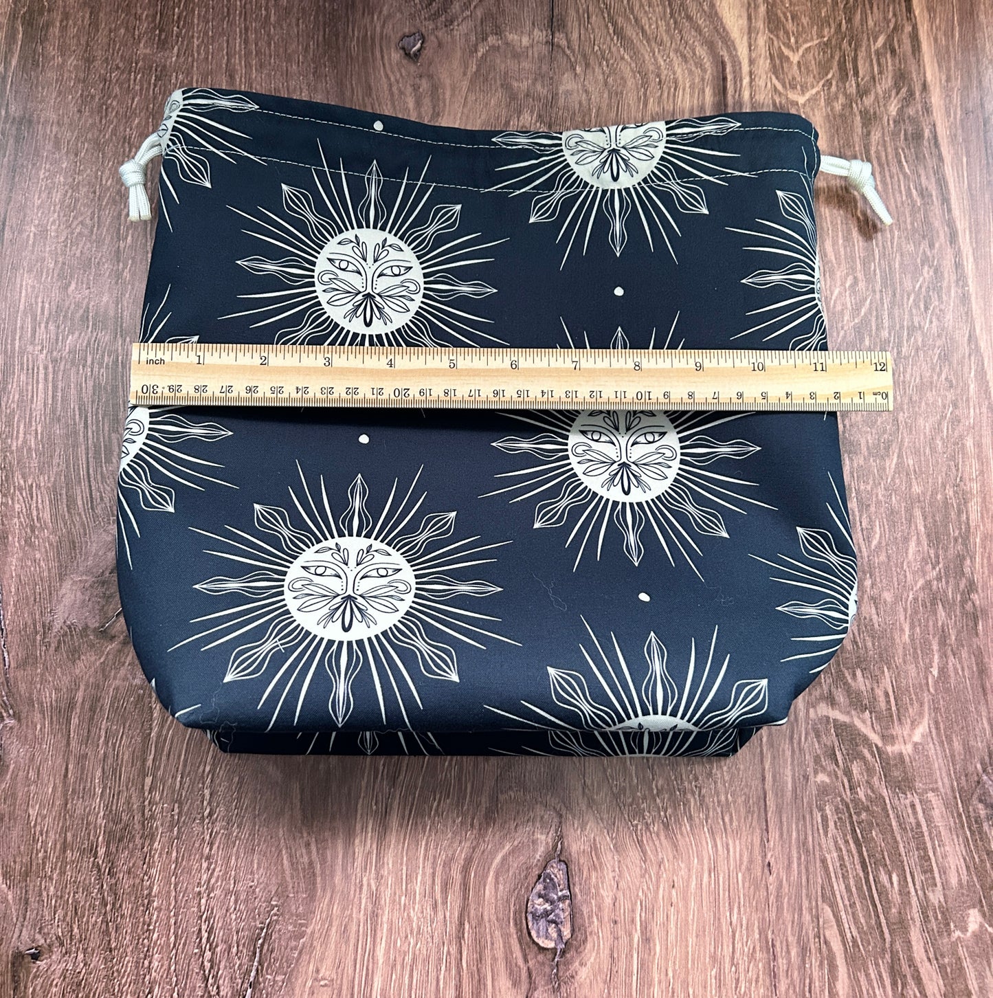 Celestial Project Bag - Handmade - Drawstring Bag – Crochet Bag - Knitting Bag - Cross Stitch Bag - Craft Bag