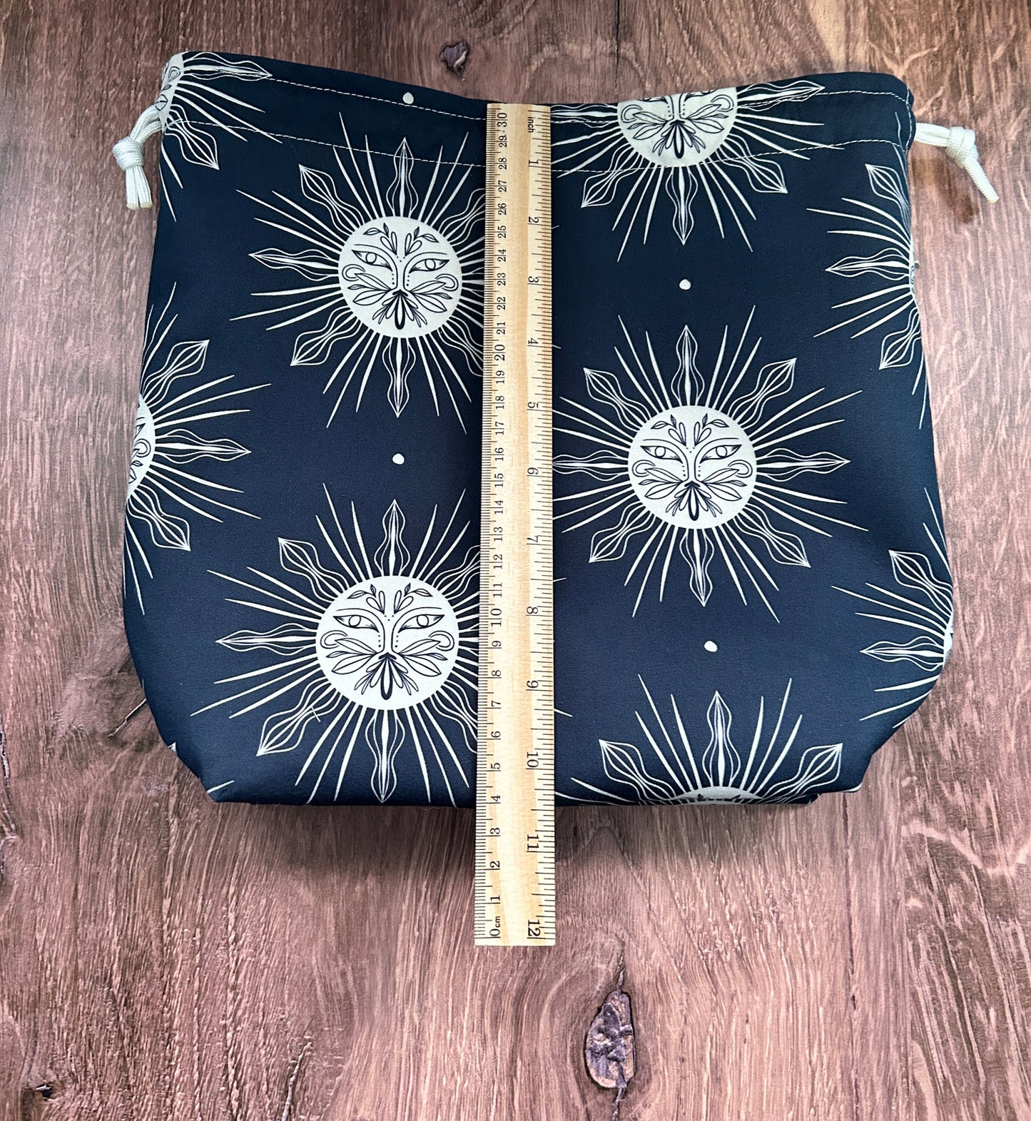 Celestial Project Bag - Handmade - Drawstring Bag – Crochet Bag - Knitting Bag - Cross Stitch Bag - Craft Bag