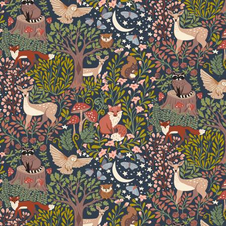 Windham Woodland Fabric - Night Enchanted - Under The Canopy by Jennifer Moore Collection - #54291-1 - Cotton