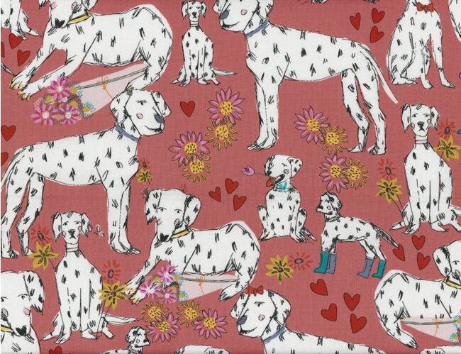 Alexander Henry Fabric - Spot On Love - Dalmation - Dog - Cotton Fabric - Dog - Christmas