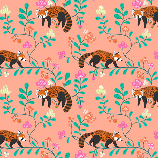 Dashwood Studio - Blossom Days - Blossom 2344 - Red Pandas - Bethan Janine - Floral - Cotton Fabric