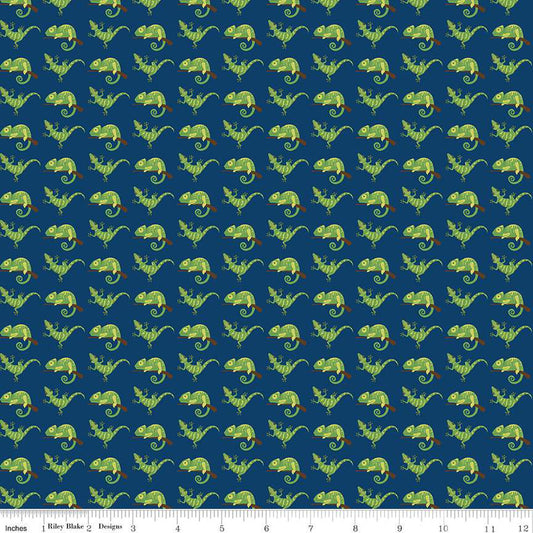 Riley Blake Fabric - Pets Geckos Navy - Pet's Collection - C13653-NAVY - Lori Whitlock - Cotton Fabric