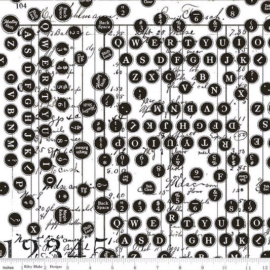 Riley Blake Fabric - Sew Journal Deconstructed Type White - C13893 - J. Wecker Frisch - Cotton