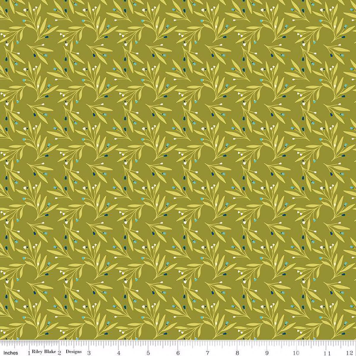 Riley Blake Fabric - Feed My Soul Leave Olive - Sandy Gervais - Flower - Floral - Cotton