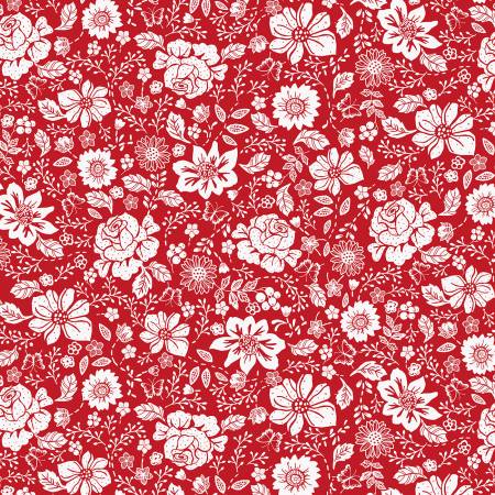 Timeless Treasures Fabric - Red Large Redwork Floral - Garden Redwork by TT Fabrics - CD3101-RED - Cotton