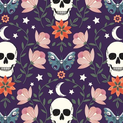 Dashwood Studio - Spellbound - Skull and Floral - DASPELL2451 - Cotton Fabric