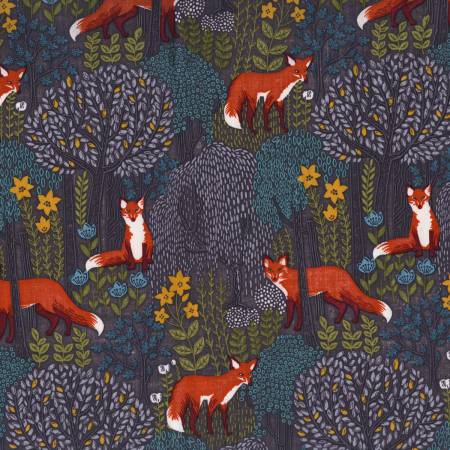 Michael Miller Woodland Fox Fabric - Dusk Into the Woods by Michael Miller - #DC7727-DUSK