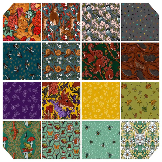 Free Spirit Rachel Hauer Fat Quarters - Garden Bed - 16 Fat Quarters Bundle - Cotton