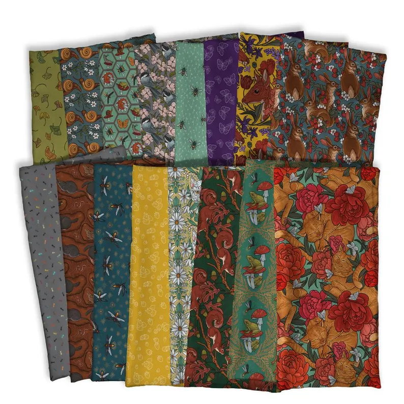 Free Spirit Rachel Hauer Fat Quarters - Garden Bed - 16 Fat Quarters Bundle - Cotton