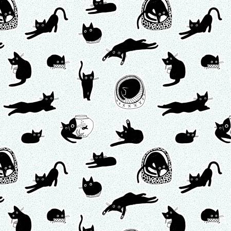 Dear Stella Cat Fabric -Icy Chillin - Feline Fancy - Leezaworks - #ST-DLW2660ICY - Cotton