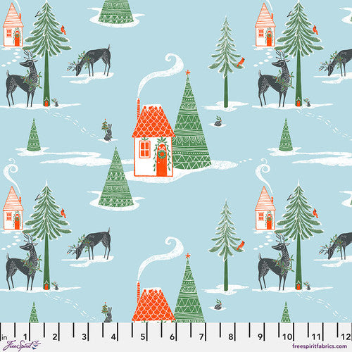 Free Spirit Winter Joy Fabric - Snowy Winter - Cori Dantini - ICE - PWCD107.XICE - Cotton Fabric