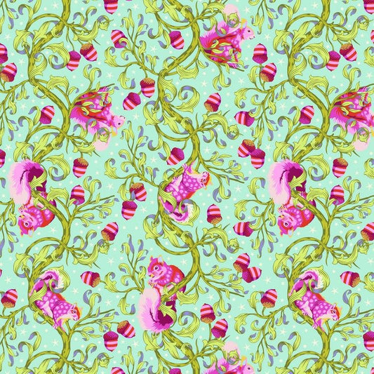 Free Spirit Tula Pink Tiny Beasts Fabric - Oh Nuts! - Glimmer - PWTP179.GLIMMER - Cotton Fabric
