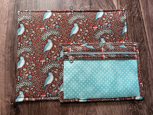 Vinyl Cross Stitch Project Bag - Project Bag - Knitting & Crochet Bag - Storage - Organizer - Bird - Project Bag - Notions - Floral